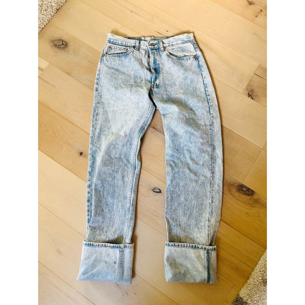 Vintage Levi's 501 Acid Wash Denim Jeans Made USA Size 30 x 35 Straight Leg - Picture 3 of 11